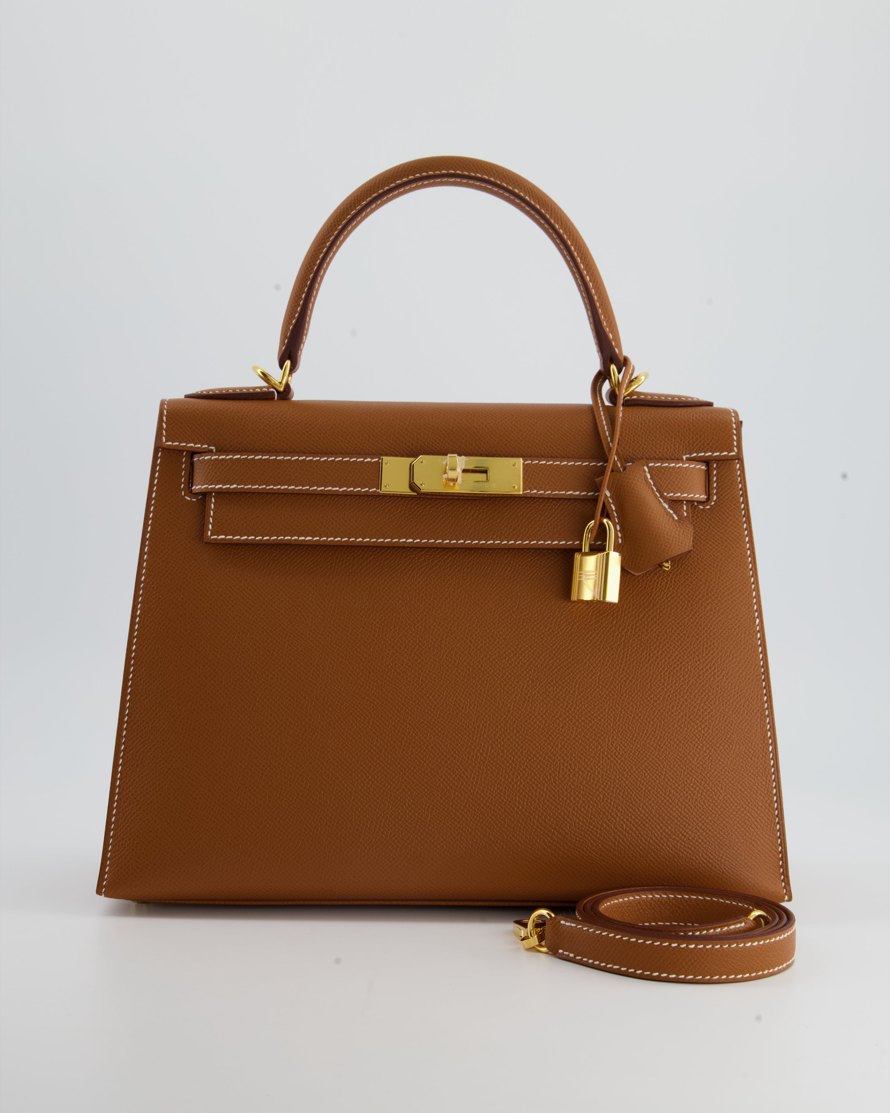 Hermes Kelly Sellier 25 Chai 0M Epsom Handbag