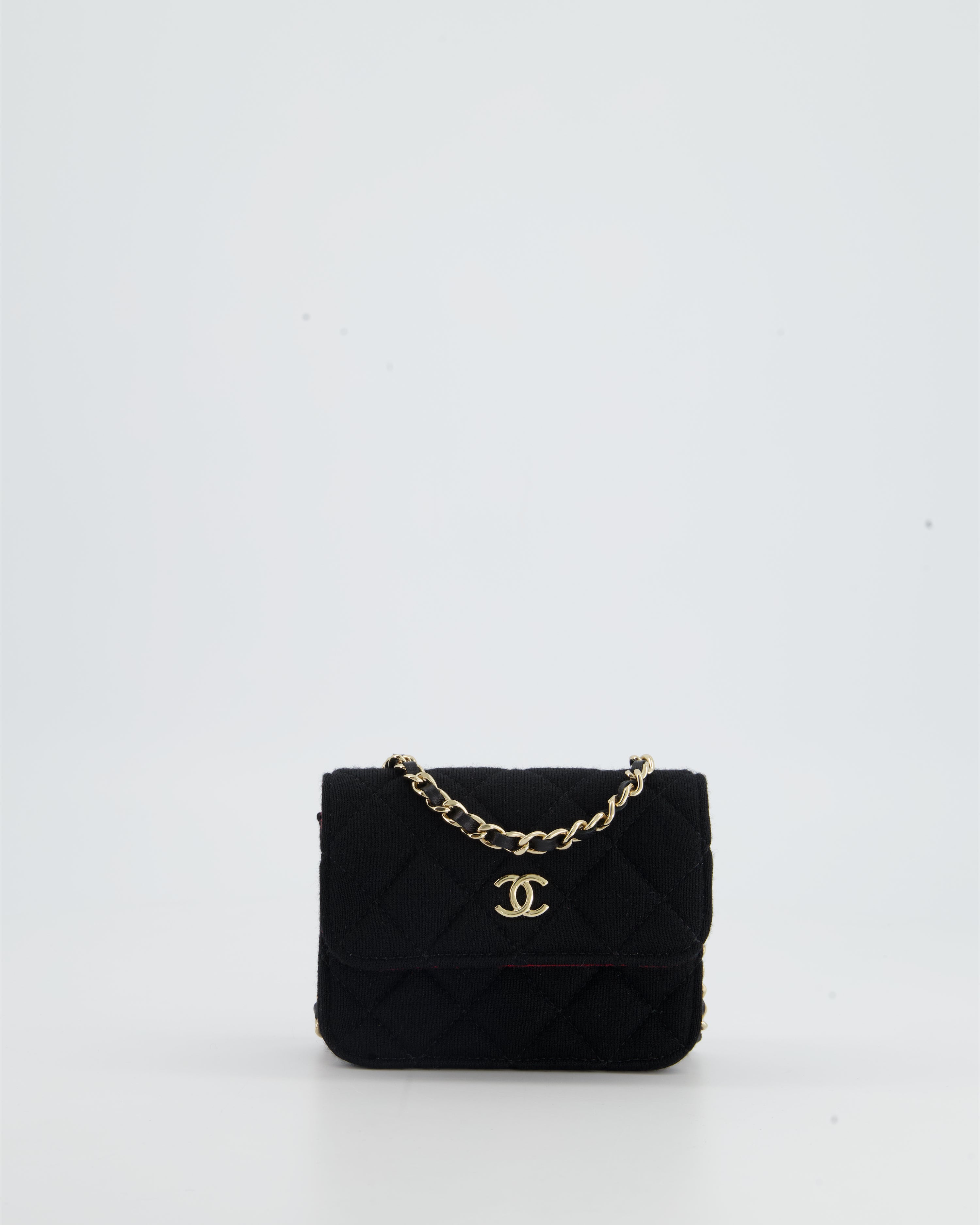 CHANEL, Bags, Chanel Jersey Quilted Micro Mini Flap Bag Black