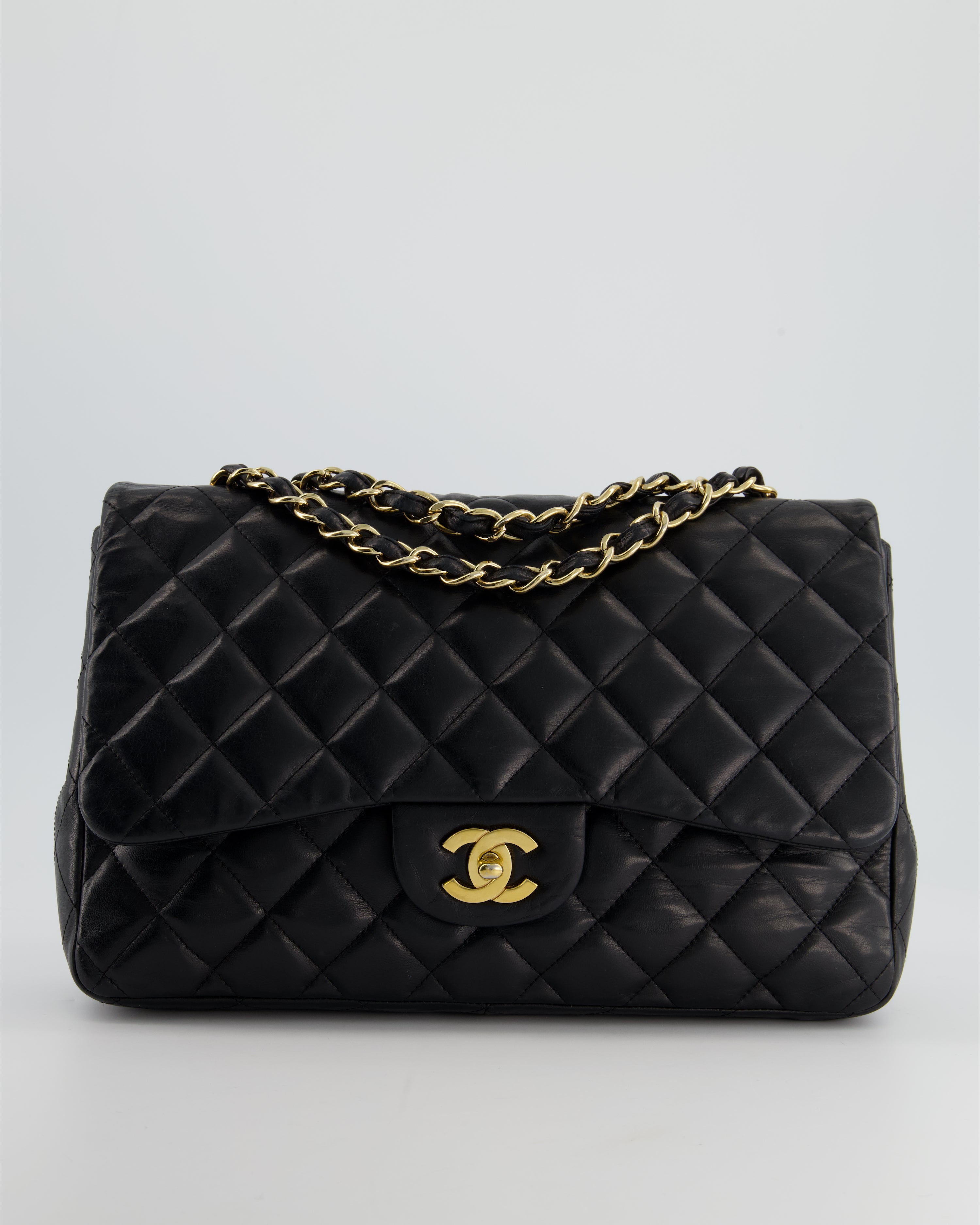 Chanel Lambskin large flap bag with matte gold hardware