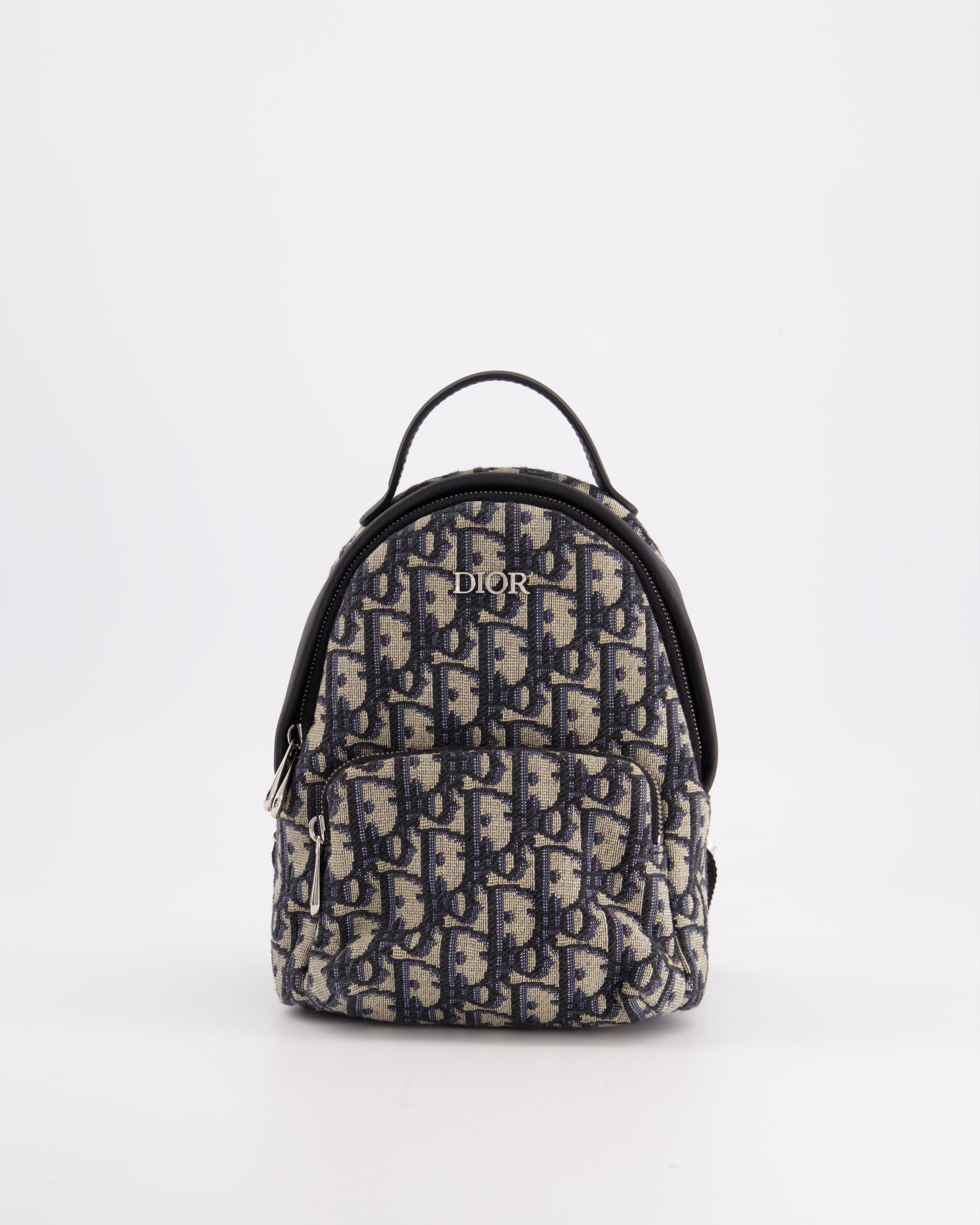 Christian Dior Mini Rider Backpack in Oblique Jacquard with Silver