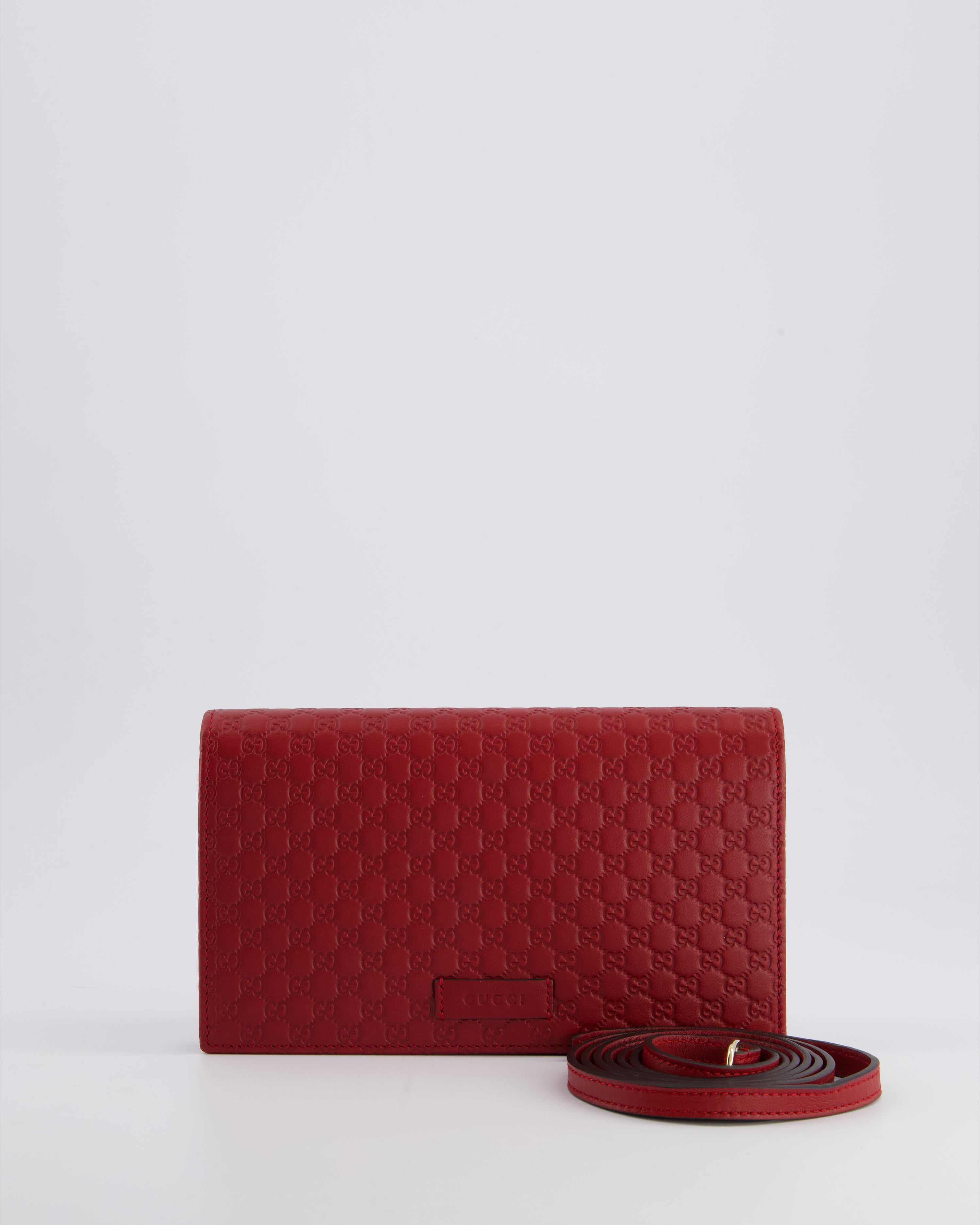 FIRE PRICE Gucci Red Wallet on Chain Continental Flap Bag in Micro G Sellier