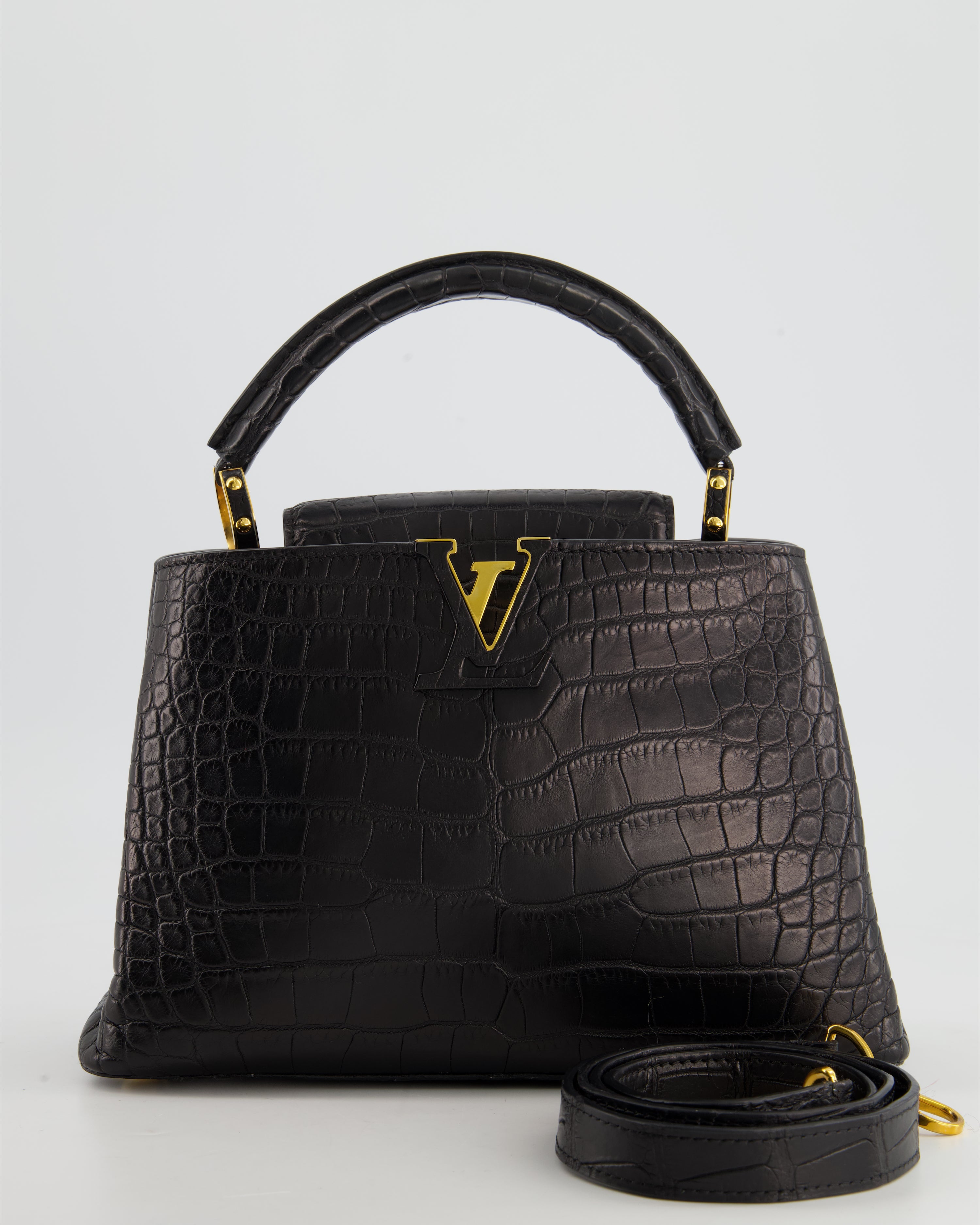Louis Vuitton BB Capucines taupe matte croc mini bag