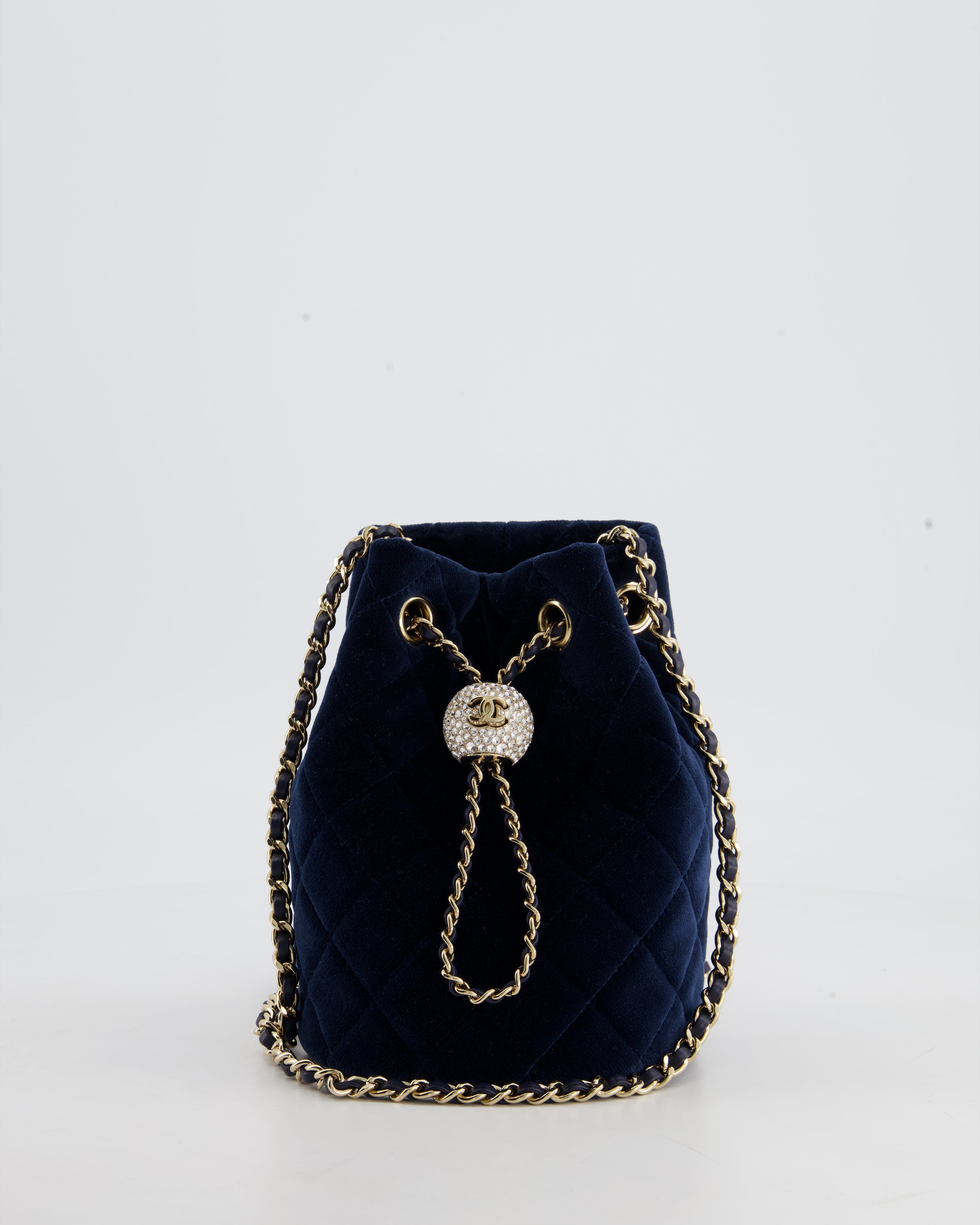 Chanel Velvet Pearl Crush Bucket Bag Small