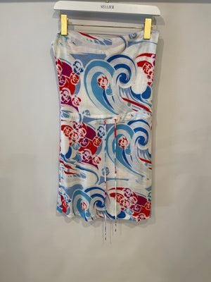 Chanel White and Multicolour Mini Beach Dress with Camelia Prints Size FR 36 (UK 8)