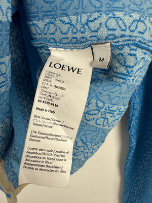 Loewe Blue and White Anagram Long Sleeve Round Top Size M (UK 10)