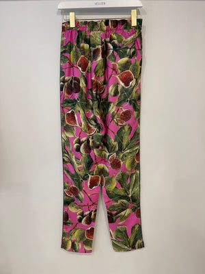 *HOT* Dolce & Gabbana Pink Fig Printed Silk Trousers and Shirt Set Size IT 36/38 (UK 4/6) RRP £2,650