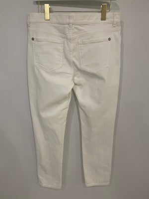 Chanel White Straight-Leg Denim Jeans with Gold CC Logo Buttons FR 40 (UK 12)