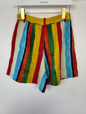 Dolce & Gabbana Multi-Colour Striped Jacquard High-Waist Shorts Size IT 38 (UK 6)