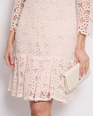 Christian Dior Baby Pink Floral Crochet Mini Dress Size FR 42 (UK 14)