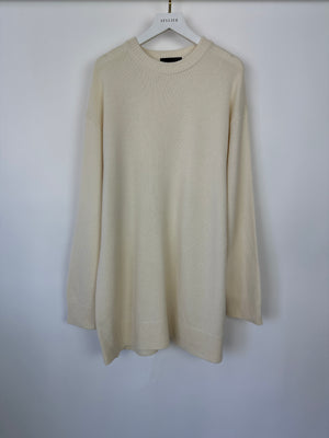 The Row Ivory Crewneck Oversize Cashmere Knit Jumper Size XS (UK 6-8)