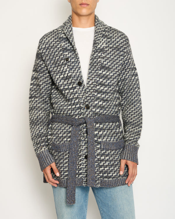 Missoni Menswear Navy and White ZigZag Oversized Cardigan Size IT 52 (UK 42)