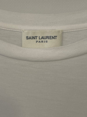 Saint Laurent White Cropped Short-Sleeve T-Shirt with Logo Detail Size S (UK 8)