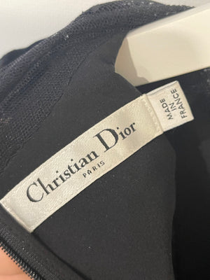 Christian Dior Black Suede and Mesh Long-Sleeve Mini Dress Size FR 34 (UK 6)