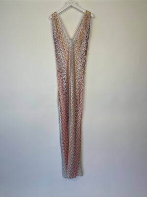 Missoni Multi-Coloured Metallic Thread Sleeveless Beach Maxi Cover with Split Hem Size IT 44 (UK 12)