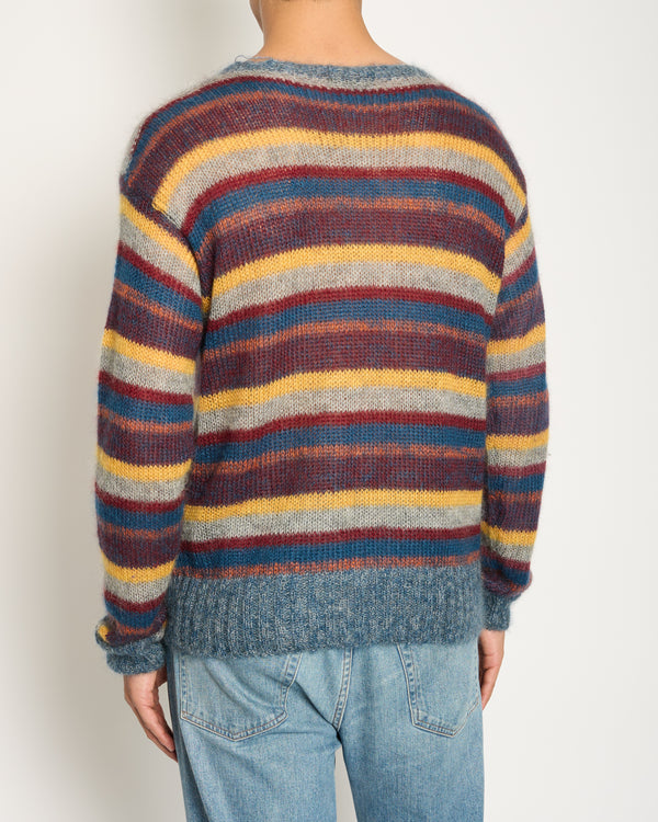 Prada Grey Striped Mohair Jumper Cable Knit Jumper IT 52 (UK XL)