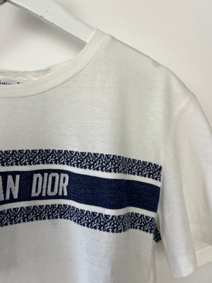 Christian Dior White Logo Print Short Sleeve T-Shirt Size S (UK 8)