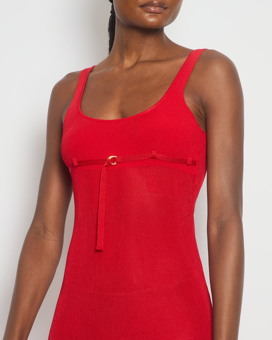 Jacquemus Red La Robe Maille Maxi Dress Size FR 36 (UK 8)