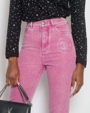 Chanel Pink 23P High-Waist CC Sparkly Jeans Size 34 (UK 6)