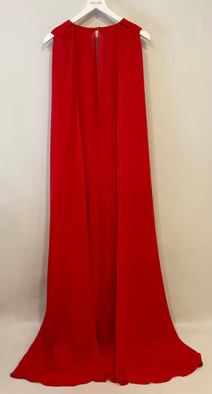 Elie Saab Red Sleeveless Jumpsuit with Back Cape Detail FR 38 (UK 10)