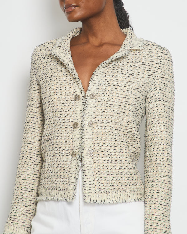 Chanel Beige Tweed Long-Sleeve Jacket with Chain CC Buttons Detail FR 38 (UK 10)