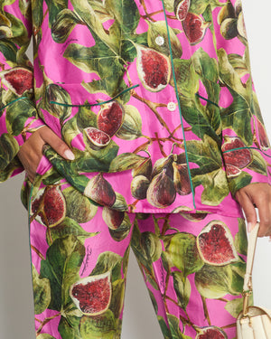 *HOT* Dolce & Gabbana Pink Fig Printed Silk Trousers and Shirt Set Size IT 36/38 (UK 4/6) RRP £2,650