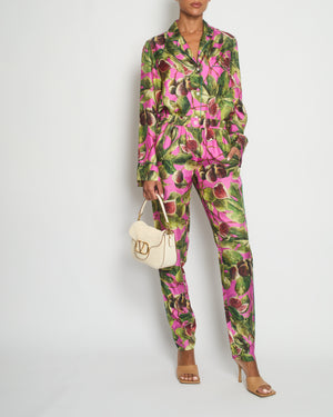 *HOT* Dolce & Gabbana Pink Fig Printed Silk Trousers and Shirt Set Size IT 36/38 (UK 4/6) RRP £2,650