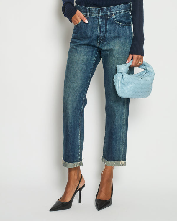 Christian Dior Blue Mid-Rise Large Boyfriend Jeans with Logo Detail Size FR 32 (UK 4) RRP £1,150