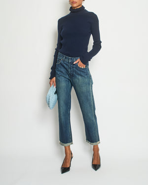 Christian Dior Blue Mid-Rise Large Boyfriend Jeans with Logo Detail Size FR 32 (UK 4) RRP £1,150