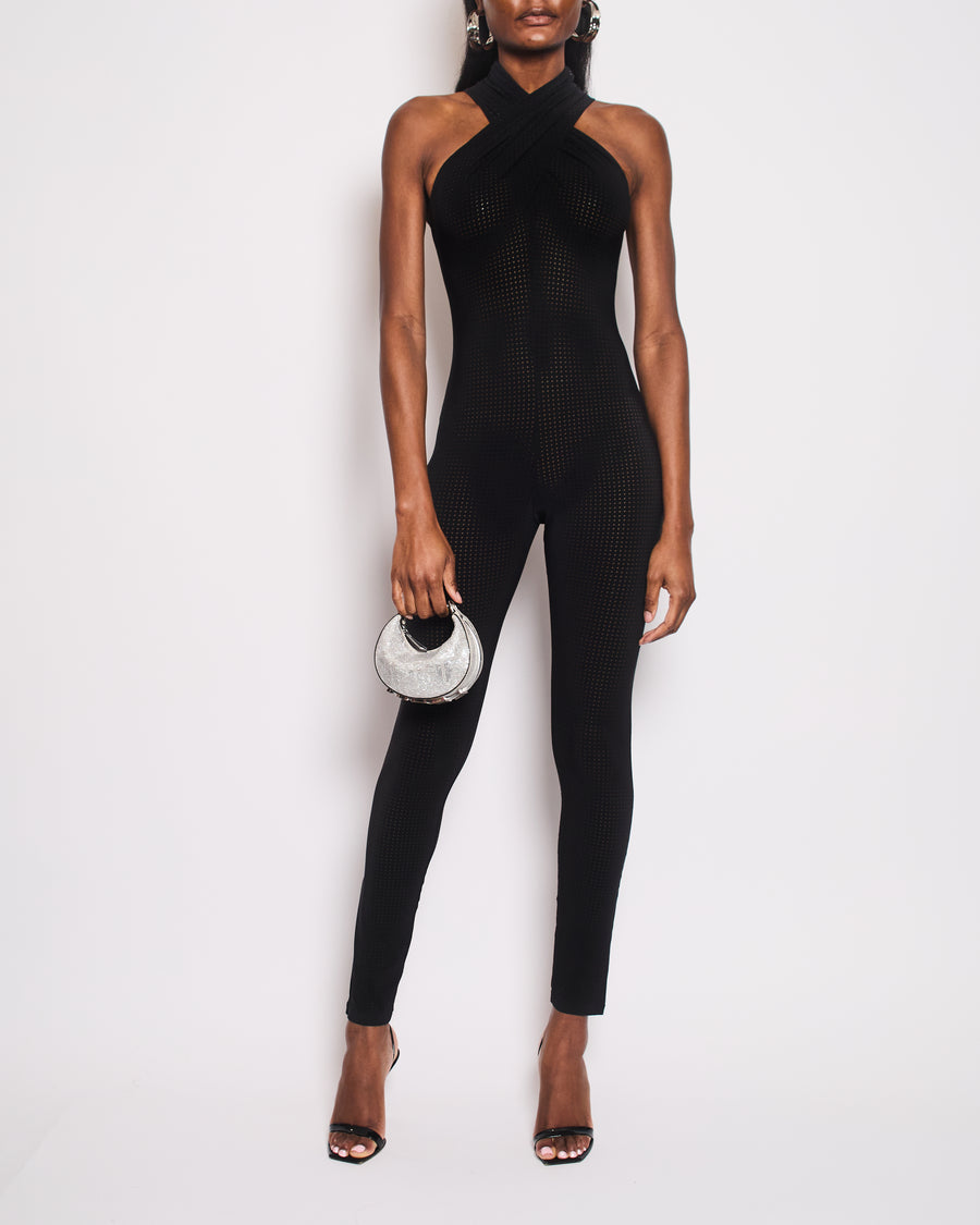 Alaïa Black Perforated Sleeveless Jumpsuit Size FR 34 (UK 6)