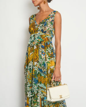 Dolce & Gabbana Multicolour Floral Silk Maxi Dress with Belt Size IT 40 (UK 8)