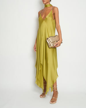 Alexandre Vauthier Sea Weed Green Silk Maxi Dress with Crystal Details FR 36 (UK 8)