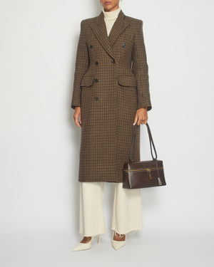 Balenciaga Brown Hourglass Structured Houndstooth Wool Coat FR 36 (UK 8)