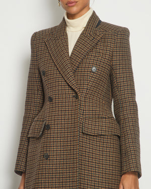 Balenciaga Brown Hourglass Structured Houndstooth Wool Coat FR 36 (UK 8)