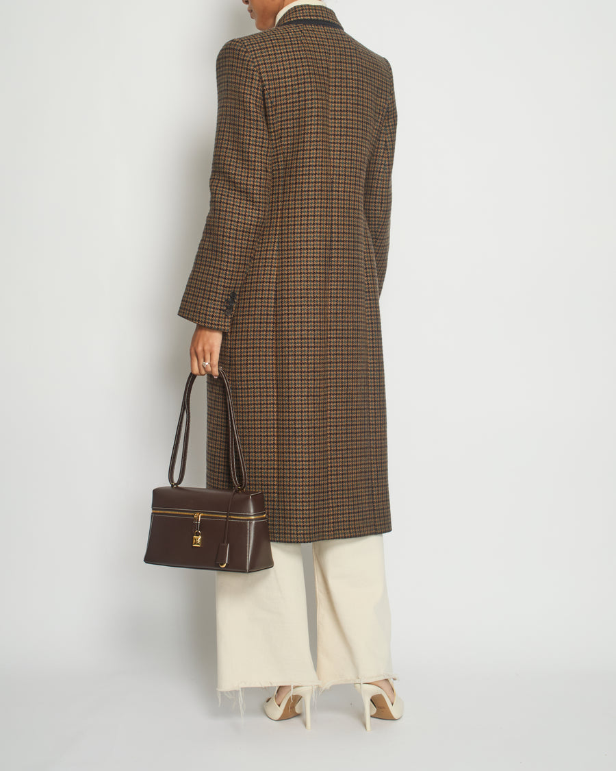 Balenciaga Brown Hourglass Structured Houndstooth Wool Coat FR 36 (UK 8)