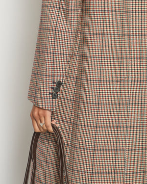 Prada Red Houndstooth Single Breasted Coat with Logo Detail Size IT 40 (UK 8)