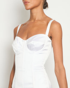 *HOT Dolce & Gabbana x Kim Kardashian White Satin Stretch Mini Dress Size IT 40(UK 8) RRP £1,600