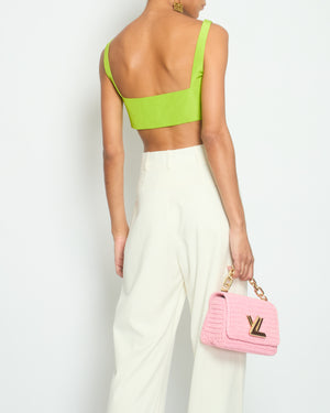 Valentino Lime Green Cropped Satin Sleeveless Top IT 42 (UK 10)