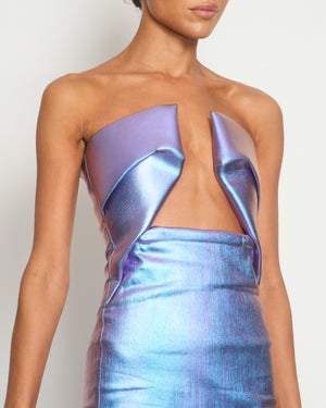 Rick Owens Iridescent Purple Luxor FW23 Denim Coated Prong Midi Dress IT 38 (UK 6)