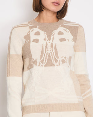 Hermès Brown and Beige Brides De Gala Cashmere Long-Sleeve Jumper Size FR 40 (UK 12) RRP £1,250