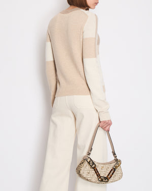 Hermès Brown and Beige Brides De Gala Cashmere Long-Sleeve Jumper Size FR 40 (UK 12) RRP £1,250