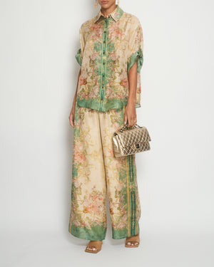 Zimmermann Green Silk Floral Two-Piece Shirt and Trouser Set Size 0 (UK 8)