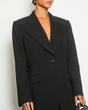 Dolce & Gabbana Black Wool Blazer with Leopard Print Lining Detail IT 50 (UK 18)