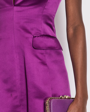 Alexander McQueen Purple Tailored Satin Mini Dress with Pocket Detail Size IT 40 (UK 8)