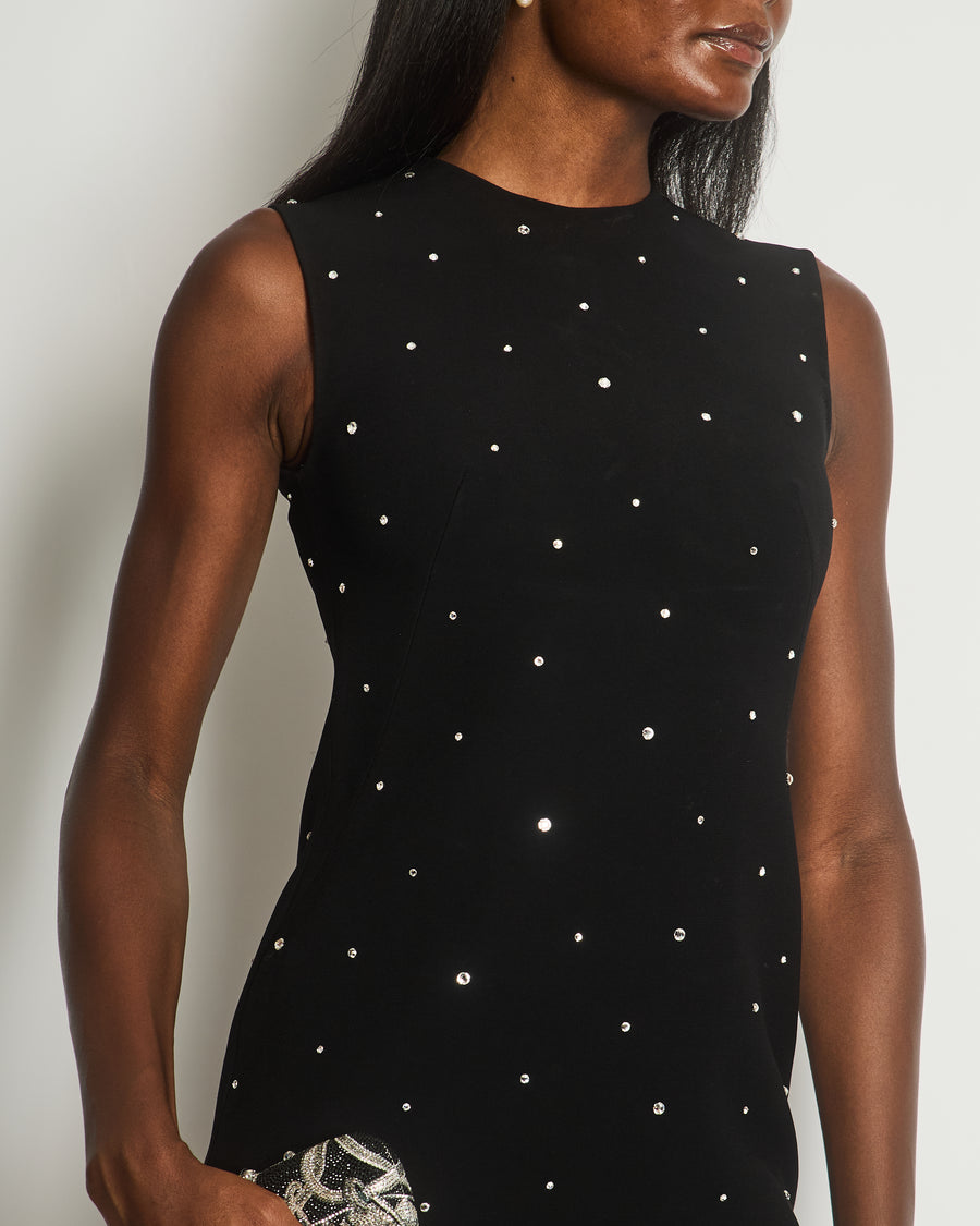 *HOT* Miu Miu Black Sleeveless Mini Dress with Crystal Details Size IT 38 (UK 6)