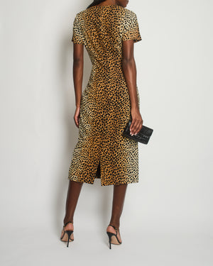 Dolce & Gabbana Brown Silk Leopard Midi Dress Size IT 44 (UK 12)