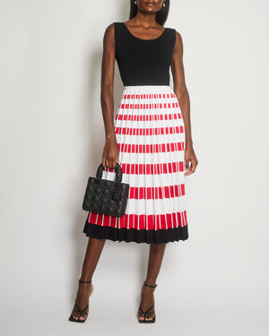 Fendi Black, Block Colour Red, White Knitted Pleated Dress IT 42 (UK 10)