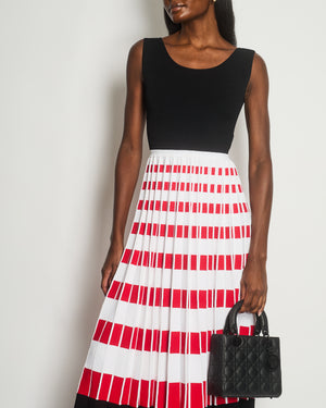 Fendi Black, Block Colour Red, White Knitted Pleated Dress IT 42 (UK 10)