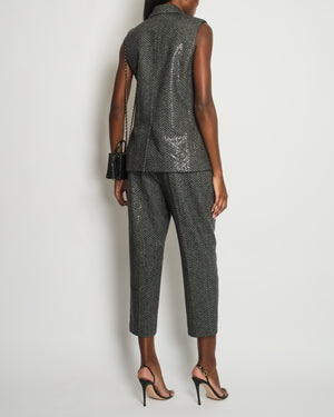 Brunello Cucinelli Dark Grey Gilet and Trousers Set with Sequins Detail Size IT 38 - 40 (UK 6 - 8)