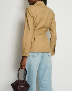 Saint Laurent Camel Wool Long-Sleeve Shirt with Belt FR 38 (UK 10)