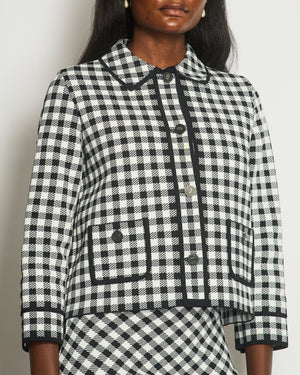 Christian Dior Black and White Houndstooth Jacket & Skirt Set with CD Button Details Set - Skirt Size FR 36 (UK 8) Jacket Size FR 38 (UK 10)